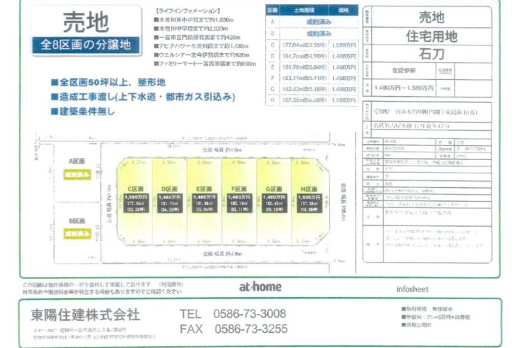 【住宅用地】一宮市木曽川町門間【1,480万円～】