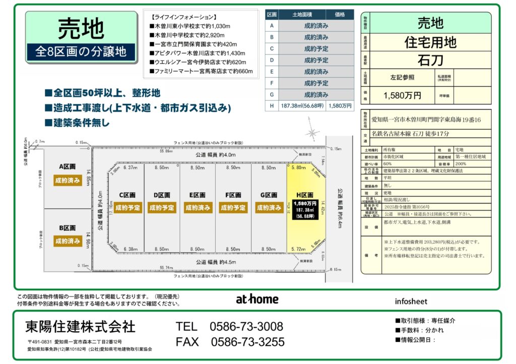 【住宅用地】一宮市木曽川町門間