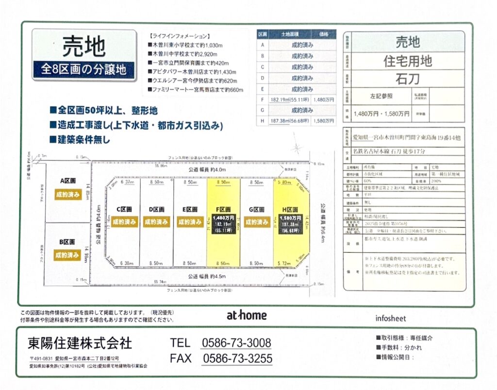 【住宅用地】一宮市木曽川町門間